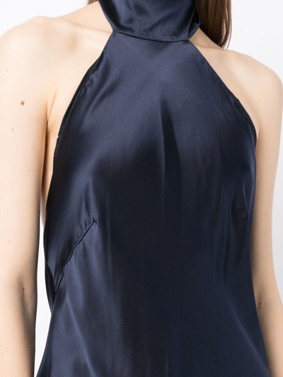 Shop Michelle Mason Backless Halter-neck Tie Gown In Blau