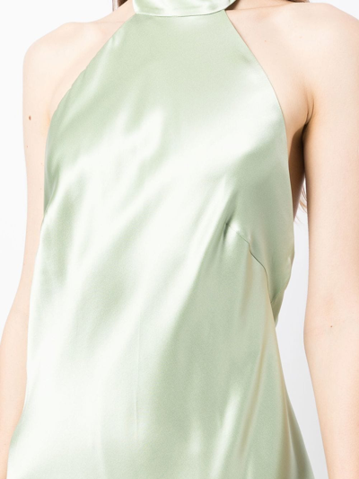Michelle Mason Backless Halter-neck Tie Gown In Grün