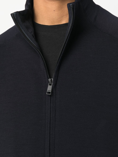Zegna Zipped Wool Jumper In Blau