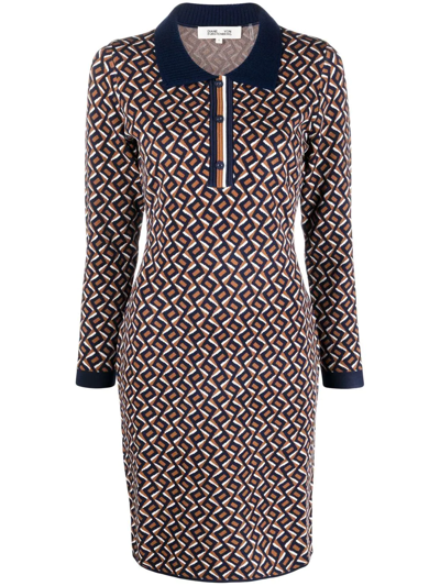 Shop Diane Von Furstenberg Milena Polo Mini Dress In Braun