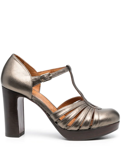 Shop Chie Mihara Cut-out Leather 100mm Pumps In Gold