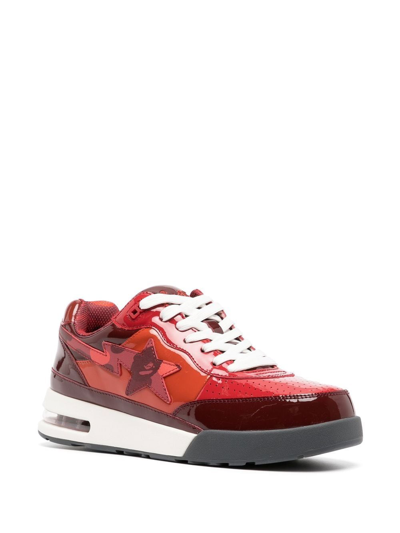 Shop A Bathing Ape Patent-leather Low-top Sneakers In Rot