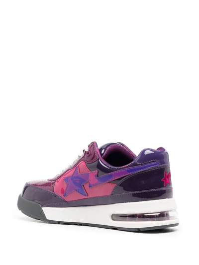 Shop A Bathing Ape Patent-leather Low-top Sneakers In Violett