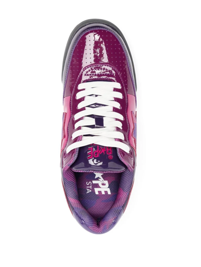 Shop A Bathing Ape Patent-leather Low-top Sneakers In Violett