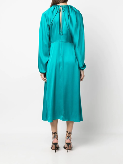 Colville Perfumo Draped Midi Silk Dress In Blau