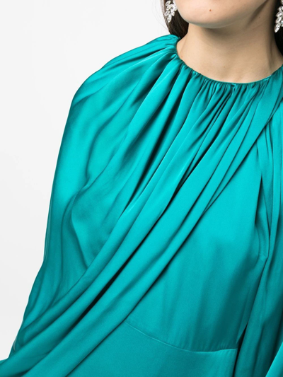 Colville Perfumo Draped Midi Silk Dress In Blau