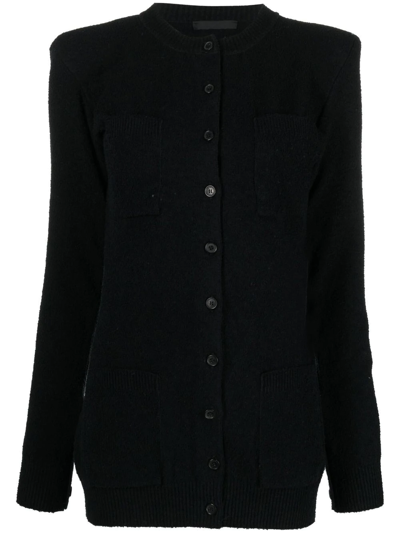 Shop Wardrobe.nyc Button-up Cotton Cardigan In Schwarz