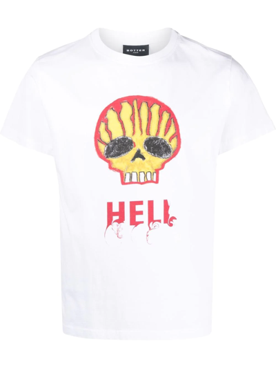 Shop Botter Skull-print Short-sleeve T-shirt In Weiss