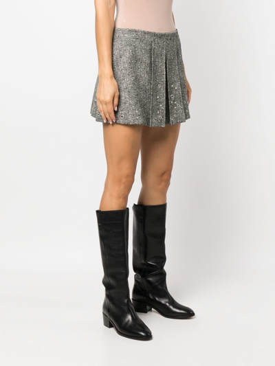 Durazzi Milano Rivet-detail Pleated Mini Skirt In Grau