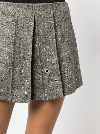 Shop Durazzi Milano Rivet-detail Pleated Mini Skirt In Grau