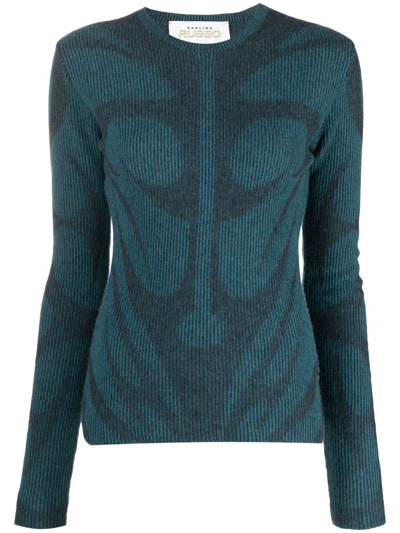 Shop Paolina Russo Two-tone Wool Jumper In Blau