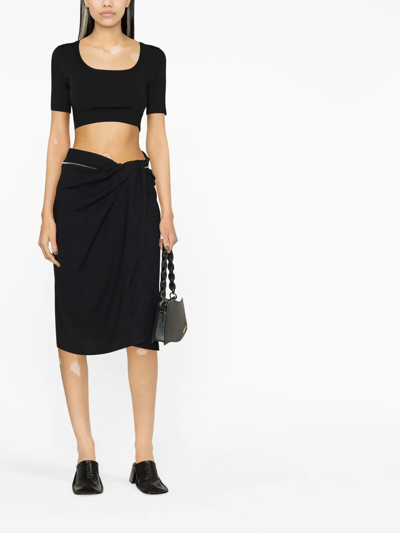 Jacquemus Wrap Effect Side Slit Midi Skirt In Black