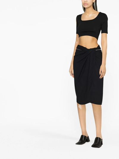 Jacquemus Wrap Effect Side Slit Midi Skirt In Black