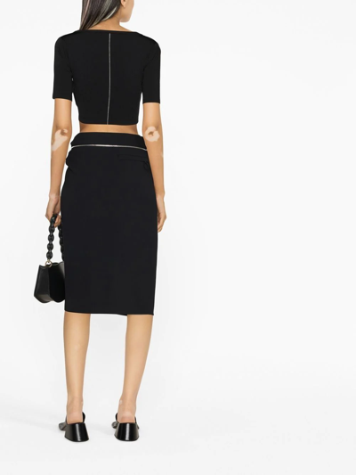 Jacquemus Wrap Effect Side Slit Midi Skirt In Black