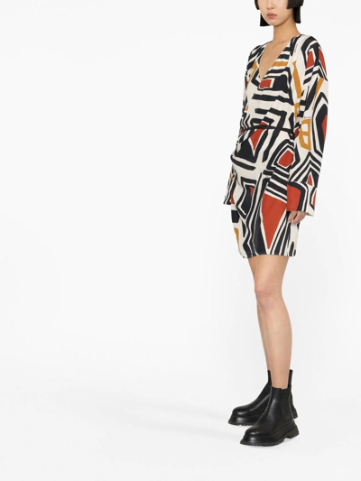 Dsquared2 Geometric Mini Wrap Dress In Weiss