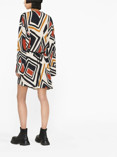 Shop Dsquared2 Geometric-print Wrap Dress In Weiss