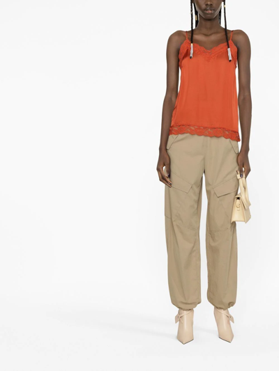 Shop Twinset Lace-detail Vest Top In Orange