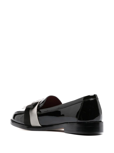 Shop Kate Spade 24mm Bow-detail Leather Loafers In Schwarz