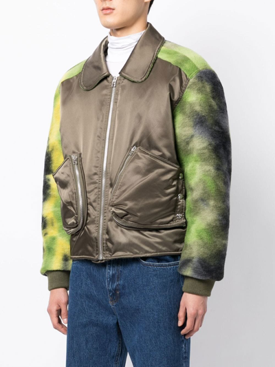 Shop Bluemarble Contrasting-sleeve Detail Bomber Jacket In Grün