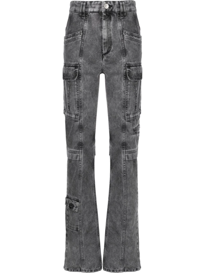 Shop Isabel Marant Vokayo Cargo Straight-leg Jeans In Grau