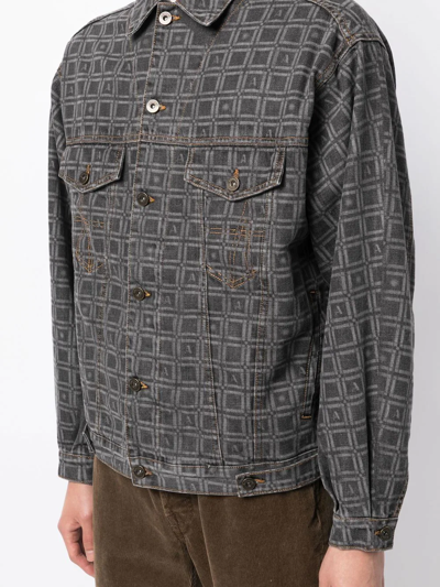 Shop Ahluwalia All-over Graphic-print Denim Jacket In Grau