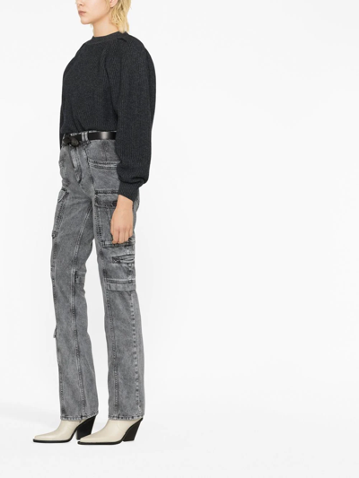 Isabel Marant Vokayo Utility Straight Leg Nonstretch Jeans In Grau