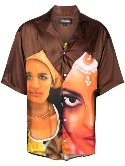 Shop Ahluwalia Graphic-print Short-sleeved Shirt In Braun