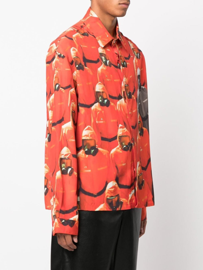 Shop 424 Graphic-print Long-sleeve Shirt In Rot