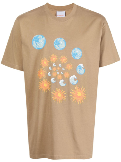 Shop Bluemarble Graphic-print Detail T-shirt In Braun