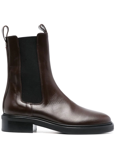 Shop Aeyde Jack Leather Ankle Boots In Braun