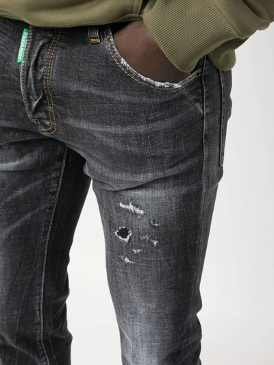 Shop Dsquared2 Distressed Skinny-cut Jeans In Schwarz
