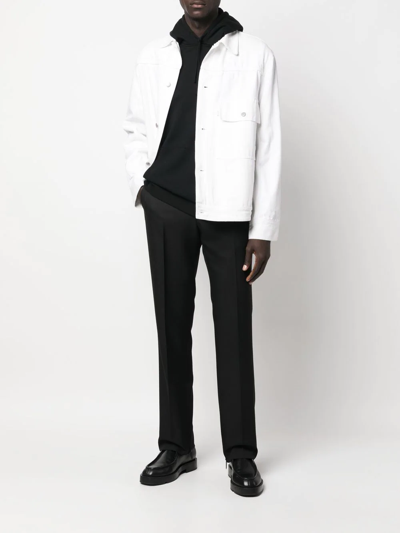 Shop Off-white Paperclip-detail Straight-leg Trousers In Schwarz