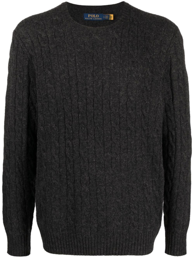 Shop Polo Ralph Lauren Wool-cashmere Cable Knit Jumper In Grey