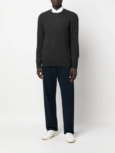 Polo Ralph Lauren Cable-knit Wool-cashmere Sweater In Grey