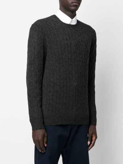Polo Ralph Lauren Cable-knit Wool-cashmere Sweater In Grey