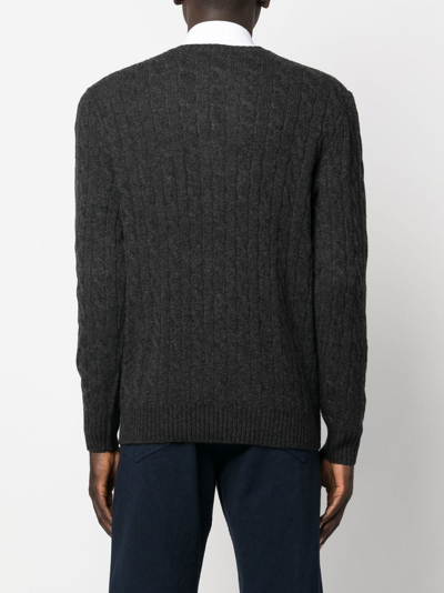 Polo Ralph Lauren Cable-knit Wool-cashmere Sweater In Grey