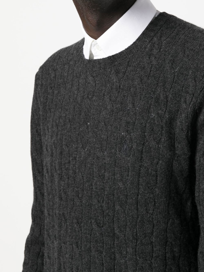 Polo Ralph Lauren Cable-knit Wool-cashmere Sweater In Grey