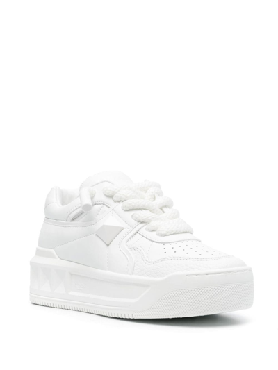 Shop Valentino One Stud Xl Leather Sneakers In White