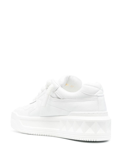 Shop Valentino One Stud Xl Leather Sneakers In White