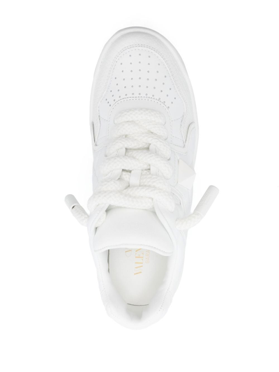 Shop Valentino One Stud Xl Leather Sneakers In White