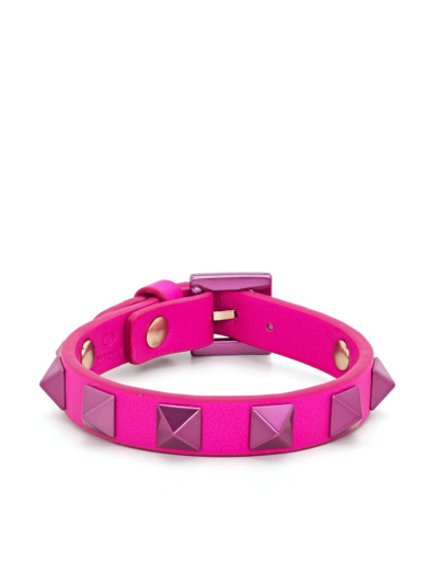 Shop Valentino Rockstud-embellishment Buckle-fastening Bracelet In Pink