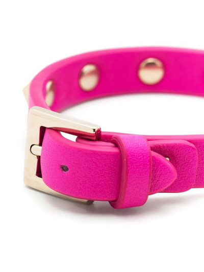 Shop Valentino Rockstud Leather Bracelet In Pink