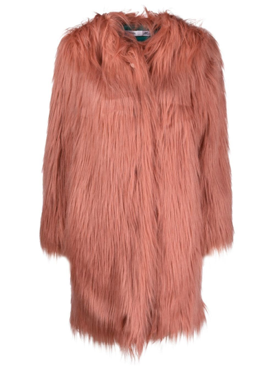 Shop Alabama Muse Faux-fur Mid-length Coat In Rosa