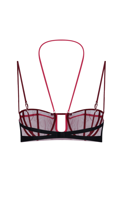 Nensi Dojaka Triple Petal Sheer Tulle Halter Bra Top