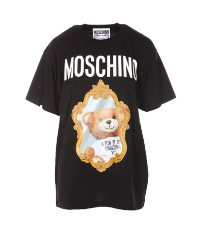 Shop Moschino Black Cotton T-shirt