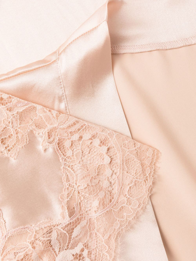 Fleur Of England Lace-trim Silk Robe In Pink