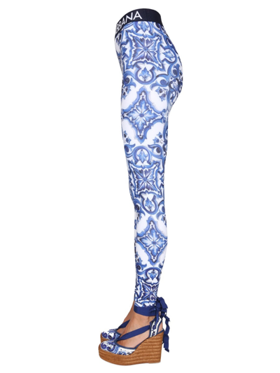 Shop Dolce & Gabbana Leggings With Logoed Band In Multicolor