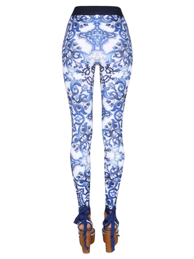 Shop Dolce & Gabbana Leggings With Logoed Band In Multicolor