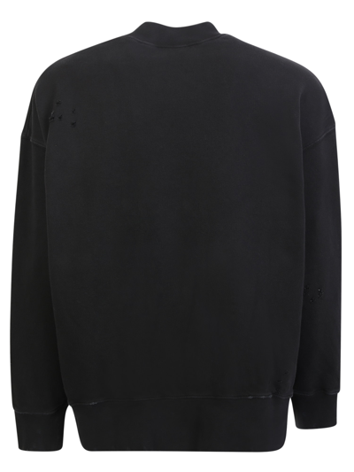 Shop Palm Angels Burning Print Roundneck Sweatshirt In Black