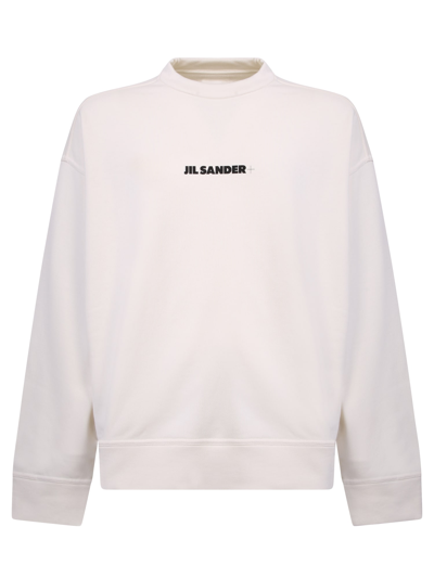 Shop Jil Sander Off-white Oversized Logo Sweatshirt